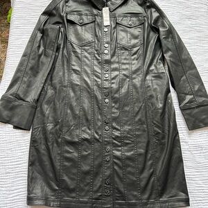 NWT White House Black Market Black Coated Denim Dress, Sz. 18